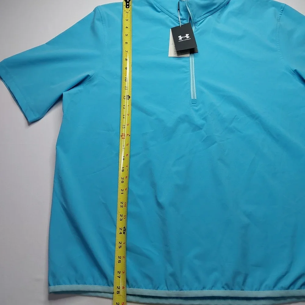 Under Armour Storm Golf Pullover Large Half Zip Short Sleeve Top Light Blue